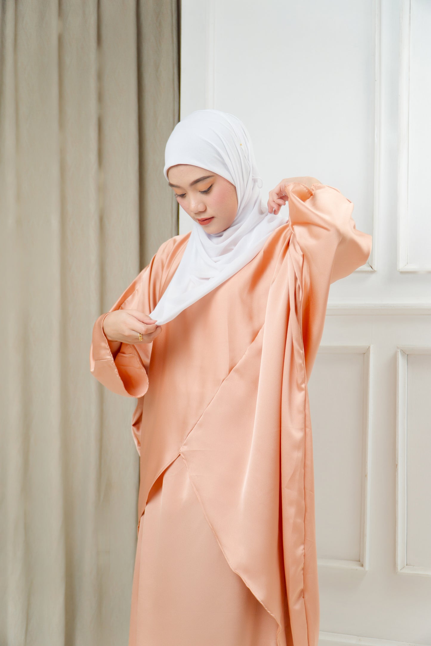 Thameena Kaftan Coords in Deep Apricot