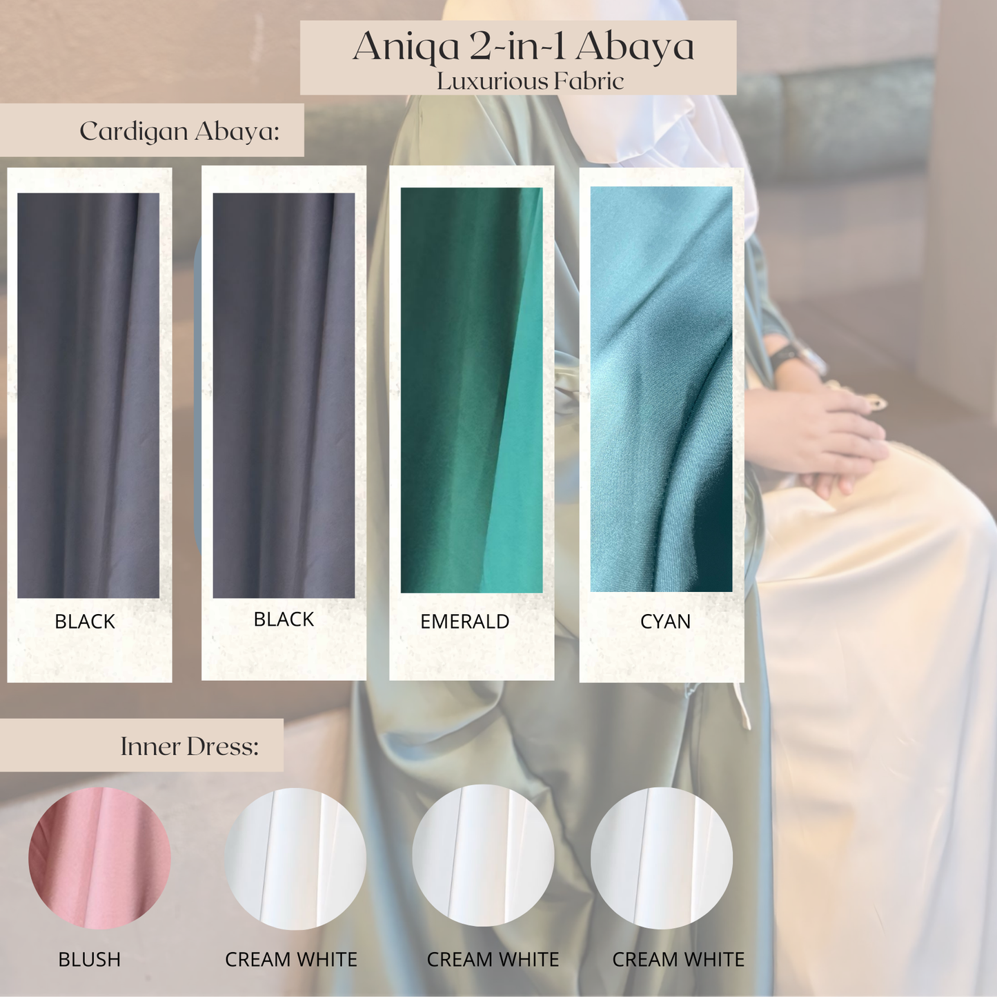Aniqa 2-piece Abaya in Cyan