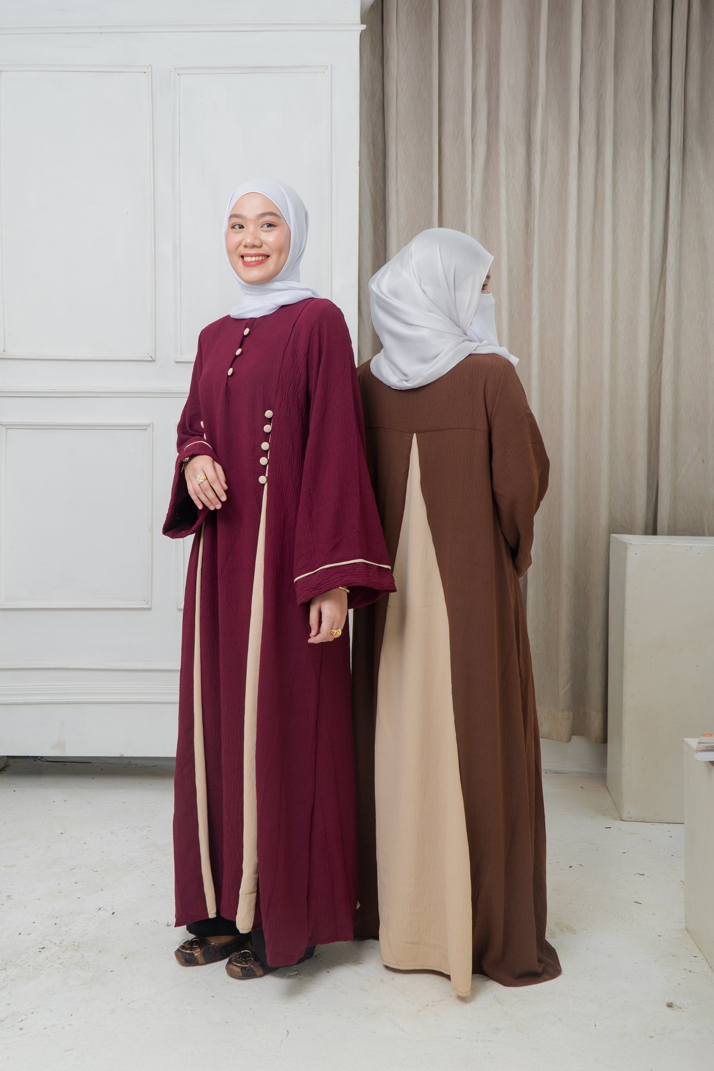 Wafia Abaya in Wine Red