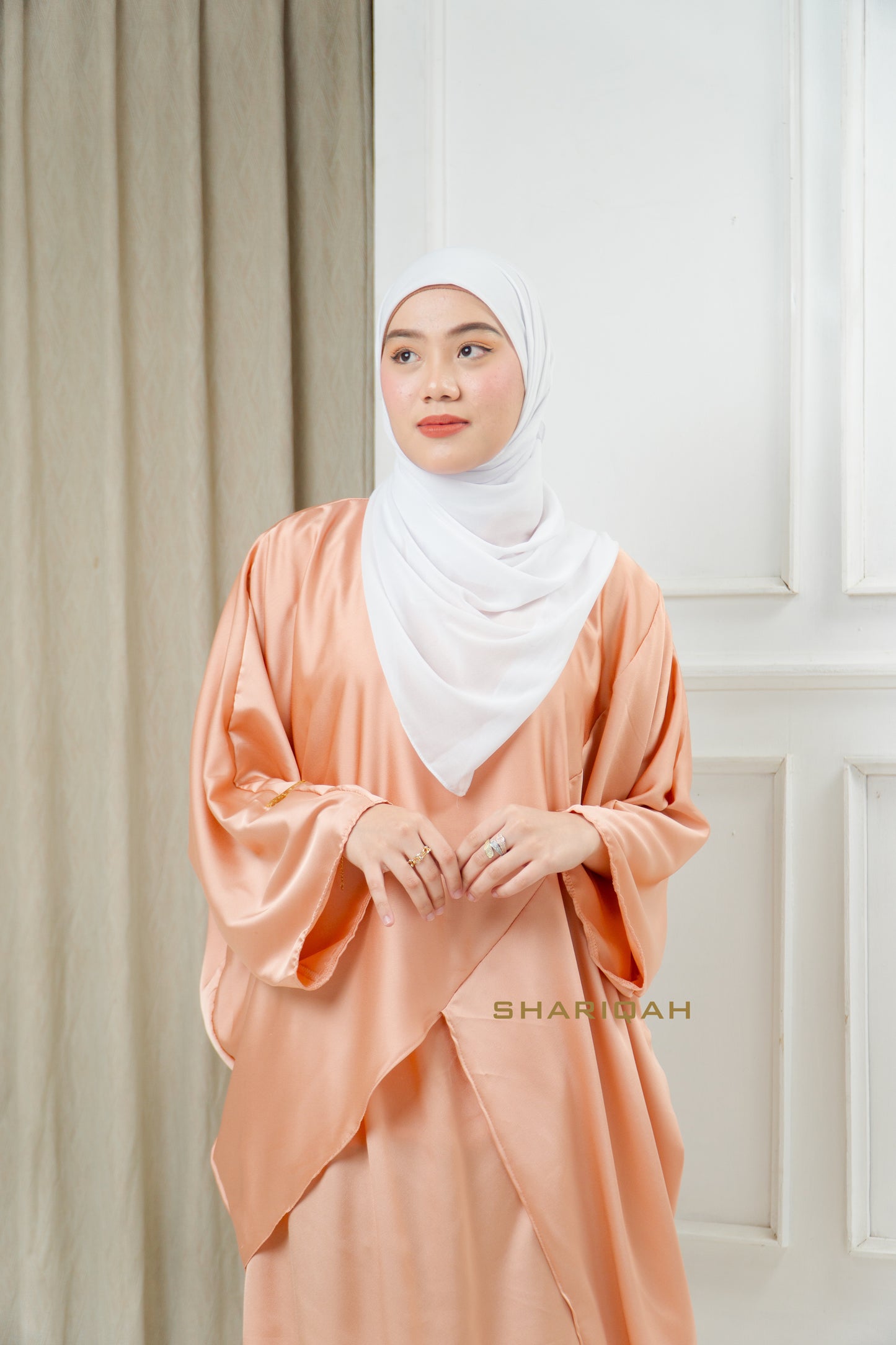 Thameena Kaftan Coords in Deep Apricot
