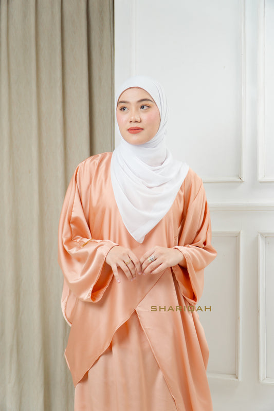 Thameena Kaftan Coords in Deep Apricot
