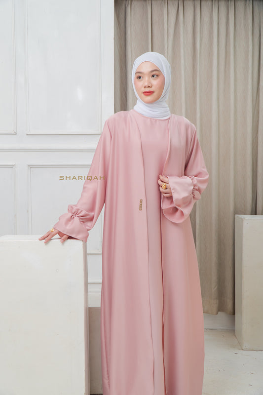 Fauziya Abaya with Inner Dress (Version 2) in Dusty Pink