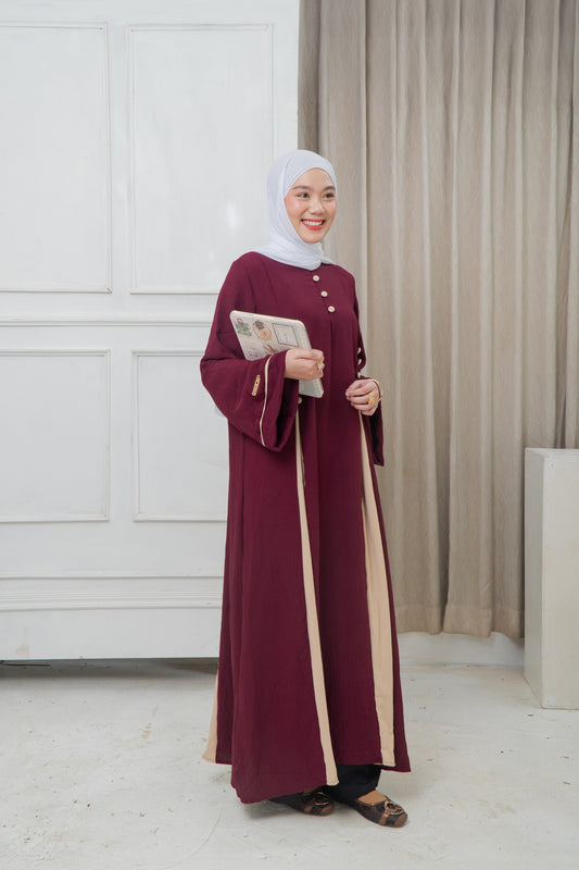 Wafia Abaya in Wine Red